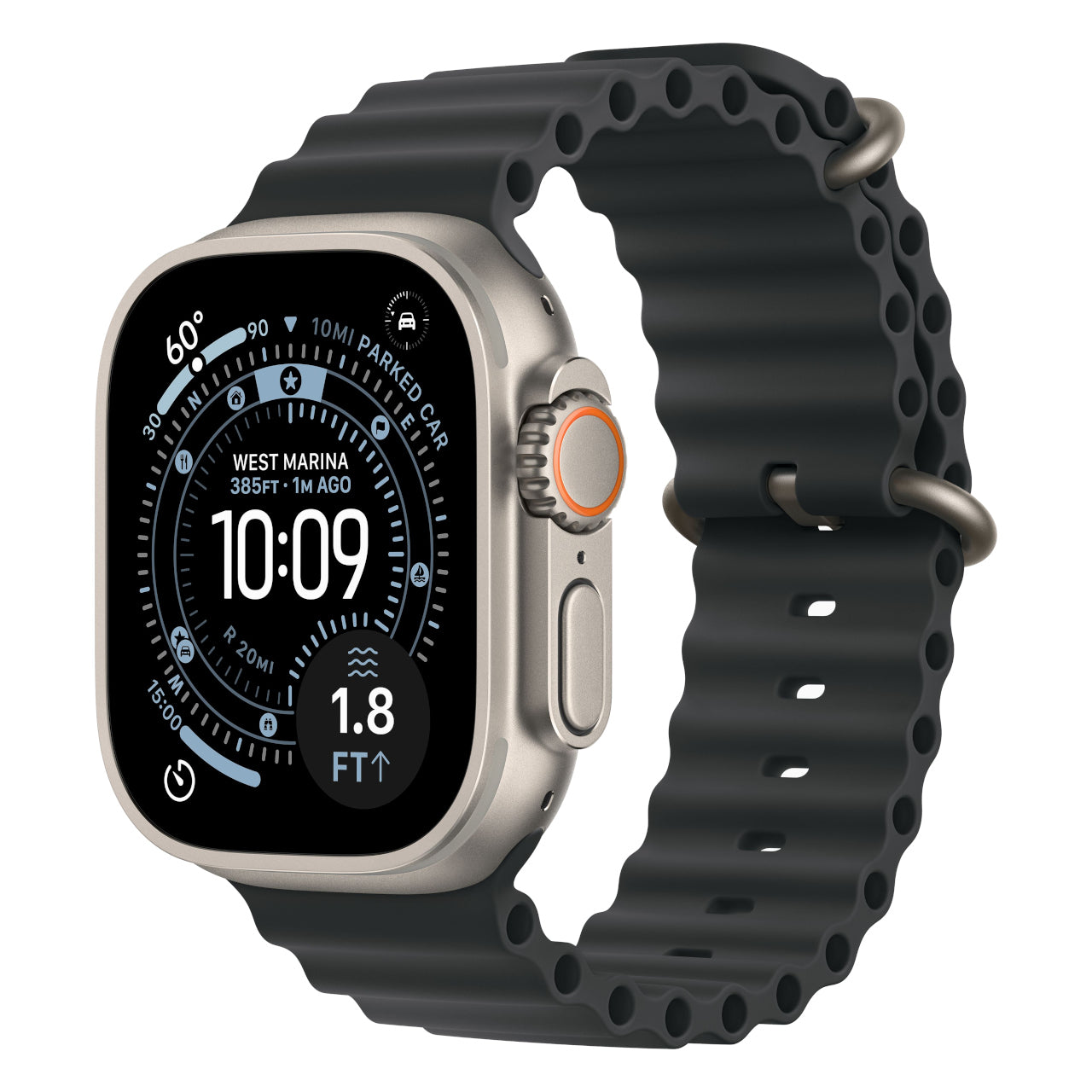 Natural Titanium with Midnight Ocean Band